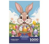 Puzzle De 1000 Pièces pour Adolescents Easter Bunny with Basket Puzzles pour Adultes, Jeu Familial Difficile, Défi Idéal comme Cadeau 70x50cm/1000pcs
