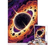 Puzzle de 1000 pièces pour Adolescents Éclipse Cosmique avec Anneau d'astéroïdes Jeu éducatif d'analyse et de logique Jouet à Monter soi-même avec Poster et fiche de Questions-réponses Assortis