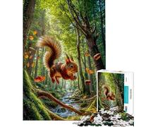 Puzzle de 1000 pièces pour Adolescents Écureuil bondissant dans la forêt Jeu de réflexion Stimulant et Difficile idéal pour Les Jeunes Femmes (38x52cm)