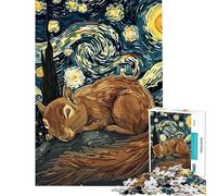 Puzzle de 1000 pièces pour Adolescents Écureuil Dormant sous Un Ciel étoilé Jeu Amusant pour Adolescents Analyse et logique Cadeau Unique pour Un Anniversaire ou Noël (38x26cm)