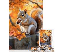 Puzzle de 1000 pièces pour Adolescents Écureuil Mangeant des Noisettes en Automne Jeu Anti-Stress Cadeau d'anniversaire Activité Manuelle relaxante Dimensions 38x26 cm