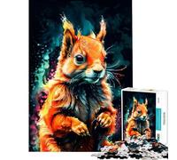 Puzzle de 1000 pièces pour Adolescents écureuil Roux Aquarelle Jeu éducatif défi Analyse et logique décoration Murale à partir de 14 Ans (38x52cm)