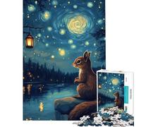 Puzzle de 1000 pièces pour Adolescents Écureuil sous Un Ciel étoilé Stimule Le Cerveau Jeu Familial Stimulant À partir de 14 Ans (38x52cm)