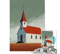 Puzzle de 1000 pièces pour Adolescents Église de Campagne Jeu Manuel et éducatif Cadeau de Père Noël Secret Passe-Temps à la Maison (Dimensions 38x52cm)