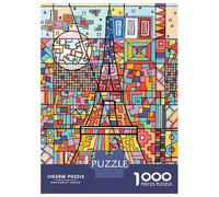 Puzzle De 1000 Pièces pour Adolescents Eiffel Tower Abstract Art Puzzle Adulte Jouets Anti-Stress Cadeaux pour Femmes Cadeaux Uniques pour Anniversaire Et Noël 38x26cm/1000pcs