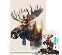 Puzzle de 1000 pièces pour Adolescents Élan Canadien Nature Jeu d'assemblage précis Défi Mental Jouet Moment de détente et de Divertissement Scène de Noël (50x75cm)