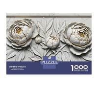 Puzzle De 1000 Pièces pour Adolescents Elegant White and Gold Floral Relief Puzzles pour Adultes, Jeu De Réflexion, Cadeau D'assemblage De Motifs pour Les Amis Et La Famille 38x26cm/1000pcs