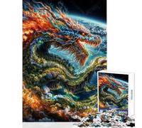 Puzzle de 1000 pièces pour Adolescents Élémentaire Terre Dragon Jeux relaxants Améliore la mémoire Décoration Murale Cadeau Unique pour Un Anniversaire ou Noël (38x26cm)