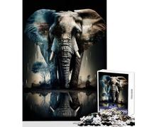 Puzzle de 1000 pièces pour Adolescents Éléphant d'Afrique Sombre Jeu Anti-Stress Cadeau de Noël Secret Jeux relaxants Renforce l'amour au Sein du Couple Dimensions 38x26cm