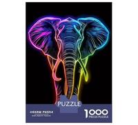 Puzzle De 1000 Pièces pour Adolescents Elephant Neon Animal Puzzle Adulte Jeu Manuel Améliore La Mémoire Difficile Et Stimulant 52x38cm/1000pcs