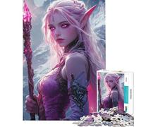 Puzzle de 1000 pièces pour Adolescents Elfe aux Cheveux Roses et bâton Jeu de Puzzle Relaxant pour Adolescents Course de Vitesse Manuelle Idéal pour Un Anniversaire ou Noël (Dimensions 38x26cm)