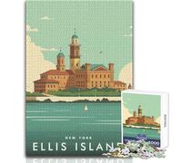 Puzzle de 1000 pièces pour Adolescents, Ellis Island, New York Jeu intellectuel et décoration idéal Dimensions 38x26cm