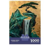 Puzzle De 1000 Pièces pour Adolescents Emerald Golden Waterfall Bonsai Japanese Puzzles pour Adultes Jeux Relaxants Découpe De Précision Cadeaux De Noël Et d'anniversaire 38x26cm/1000pcs