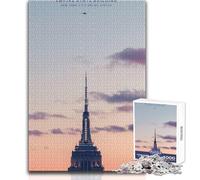 Puzzle de 1000 pièces pour Adolescents - Empire State Building - Jeu de société Familial - Niveau de difficulté élevé - Anti-Stress - Dimensions 38x26cm