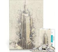 Puzzle de 1000 pièces pour Adolescents, Empire State Building, Jeu Impossible, Cadeau d'anniversaire, Cadeau d'anniversaire Unique 38x26cm