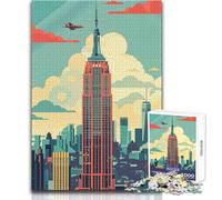 Puzzle de 1000 pièces pour Adolescents - Empire State Building - Skyline - Jeu éducatif - Découpe de précision - Anti-Stress - Dimensions:50x75cm