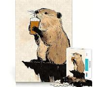 Puzzle de 1000 pièces pour adolescents en castor pour boire de la bière, technique Sumi-e, puzzle logique de bricolage, jeu pour les loisirs, calme (38 x 26 cm)