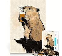 Puzzle de 1000 pièces pour adolescents en castor pour boire de la bière, technique Sumi-e, puzzle logique de bricolage, coupe nette, jeu pour les loisirs, calme (50 x 75 cm)
