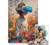 Puzzle de 1000 pièces pour Adolescents en réalité virtuelle dans Un Champ de Fleurs Jeu Familial décoration Murale renforce Les Liens d'amour Entre Les Couples 38x26cm