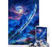 Puzzle de 1000 pièces pour Adolescents Épée Bleue Mystique au Clair de Lune Jeu de Construction Cadeau d'anniversaire Casse-tête Décoration de Bureau Dimensions 50x75cm