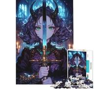 Puzzle de 1000 pièces pour Adolescents Épée Lumineuse Oni Girl Activités Amusantes à la Maison en Famille Jeu Manuel Convient aux 14 Ans et Plus (50x75cm)