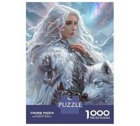 Puzzle De 1000 Pièces pour Adolescents Epic Fantasy Artwork White Wolf Warrior Puzzles pour Adultes : Jeux Amusants Et Originaux, Cadeaux d'anniversaire Et De Noël Uniques Et Humoristiques 38x26cm/1