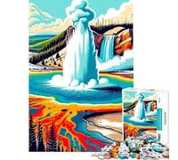 Puzzle de 1000 pièces pour Adolescents Éruption du Geyser de Yellowstone Niveau Difficile et Stimulant Jeu Familial adapté aux Personnes de 14 Ans et Plus (50x75cm)