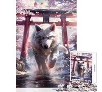 Puzzle de 1000 pièces pour Adolescents Esprit du Loup Sakura Torii Jeu Anti-Stress Cadeau d'anniversaire Jeu éducatif Réduire Le Stress Dimensions 38x26cm