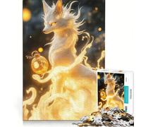 Puzzle de 1000 pièces pour Adolescents Esprit du Renard Blanc Jouet à Monter soi-même décoration Murale avec des pièces de Formes aléatoires Parfaitement emboîtables 38x52cm