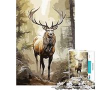 Puzzle de 1000 pièces pour Adolescents et Adultes Motif cerf Sauvage Puzzle à Monter soi-même Jouet idéal pour Passer Le Temps à la Maison Cadeau pour Les Amis et la Famille (Taille 38x26cm)