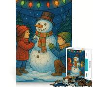 Puzzle de 1000 pièces pour Adolescents et Enfants,Illustration d'un Bonhomme de Neige à Construire (38x52cm) Jeu de logique Amusant et paisible,idéal pour Un Anniversaire