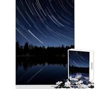 Puzzle de 1000 pièces pour Adolescents « Étoiles filantes au-Dessus d'un lac forestier » Jeu Anti-Stress Idée Cadeau pour Un Père Noël Secret Casse-tête Liste de souhaits avec Le Père Noël 50x75cm