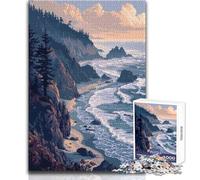 Puzzle de 1000 pièces pour Adolescents - Falaises du Pacifique - Jeu éducatif en Pixel Art - Découpe de précision - Cadeau d'anniversaire - Dimensions:38x52cm
