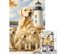 Puzzle de 1000 pièces pour Adolescents Famille Labrador par The Lighthouse Décoration intérieure Jouets Idées Cadeaux Jeux de détente Liste de souhaits avec Le Père Noël Dimensions 38x26cm