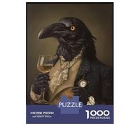 Puzzle De 1000 Pièces pour Adolescents Fancy Gothic Raven Gentleman Portrait Puzzle pour Adultes Jouet Décoration Murale Cadeaux pour Femmes Interaction Parent-Enfant 70x50cm/1000pcs