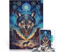 Puzzle de 1000 pièces pour Adolescents Fantaisie de Loup Fait de Bois pour Les 14 Ans et Plus Jeu éducatif d'apprentissage Améliorer l'amour Entre Les Couples。Taille：50x75cm/19.68x29.52pouce