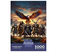 Puzzle De 1000 Pièces pour Adolescents Fantasy Beast Warriors Art Print Puzzles pour Adolescents Jeux De Détente Difficulté Difficile Cadeaux pour Les Amis Et La Famille 70x50cm/1000pcs