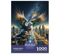 Puzzle De 1000 Pièces pour Adolescents Fantasy Cityscape with Griffin Statue Puzzles pour Adultes Jeux Familiaux Améliorent La Mémoire Jeu Stimulant Cadeaux 52x38cm/1000pcs