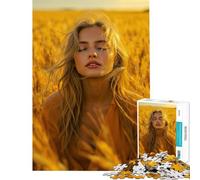 Puzzle de 1000 pièces pour Adolescents Femme dans Un Champ de blé doré Jeu Impossible Jouet addictif pour cultiver la Patience Cadeau d'anniversaire Décoration Murale (Dimensions 38x26cm)