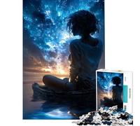 Puzzle de 1000 pièces pour Adolescents Femme en Bateau contemplant Les étoiles Jeu éducatif et Relaxant Une œuvre d'art Cadeau d'anniversaire (Dimensions 75x50cm)