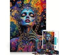 Puzzle de 1000 pièces pour Adolescents Femme enchaînée,Art psychédélique,Assemblage sans Couture,Jeu de Concentration mentale,Temps de détente,Cadeau de Noël (38x26cm)