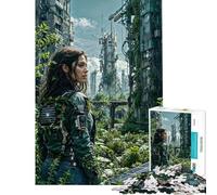 Puzzle de 1000 pièces pour Adolescents Femme Post-apocalyptique dans Un Espace Urbain Jeu de Puzzle Manuel Cadeau d'assemblage pour Amis et Famille (38x52cm)