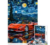 Puzzle de 1000 pièces pour Adolescents Ferrari F Under Starry Night, Jeu de Construction, pour Les Amateurs de Jeux impossibles, Difficile et Stimulant (Taille 38x26cm)