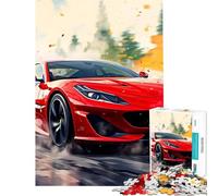 Puzzle de 1000 pièces pour Adolescents Ferrari Rouge Aquarelle Jeu Impossible Jouet éducatif pour se détendre (Taille 38x52cm)