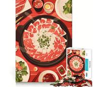 Puzzle de 1000 pièces pour Adolescents Festin Shabu-Shabu ︰ Un délice culinaire Découpe Fine Jeu d'entraînement à la Concentration Jeu Amusant et Calme pour Noël (38x26cm)