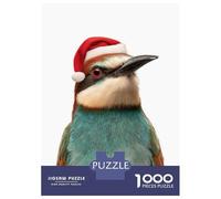 Puzzle De 1000 Pièces pour Adolescents Festive Bee-Eater Bird with Santa Hat Puzzle Anti-Stress, Amusant Et Original, Cadeau Unique pour Un Anniversaire Ou Noël 70x50cm/1000pcs