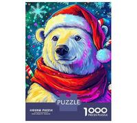 Puzzle De 1000 Pièces pour Adolescents Festive Polar Bear Puzzles pour Adolescents - Jeu Manuel - Une Œuvre d'art - Cadeaux Uniques pour Un Anniversaire Ou Noël 38x26cm/1000pcs