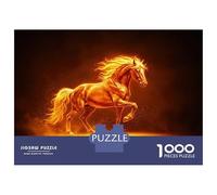 Puzzle De 1000 Pièces pour Adolescents Fiery Horse Galloping in The Dark Puzzles pour Adultes, Jeu De Réflexion, Cadeau D'assemblage De Motifs pour Les Amis Et La Famille 70x50cm/1000pcs