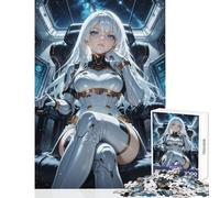 Puzzle de 1000 pièces pour Adolescents Fille Anime aux Cheveux Blancs dans Un Vaisseau Spatial Jeu à Monter soi-même Jeu éducatif et Relaxant Dimensions 38x26cm