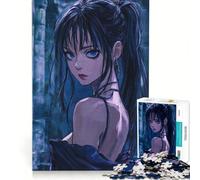 Puzzle de 1000 pièces pour Adolescents Fille d'anime aux Yeux Bleus, Jeu Relaxant, Difficile et Stimulant, Chaque pièce est Unique 38x52cm